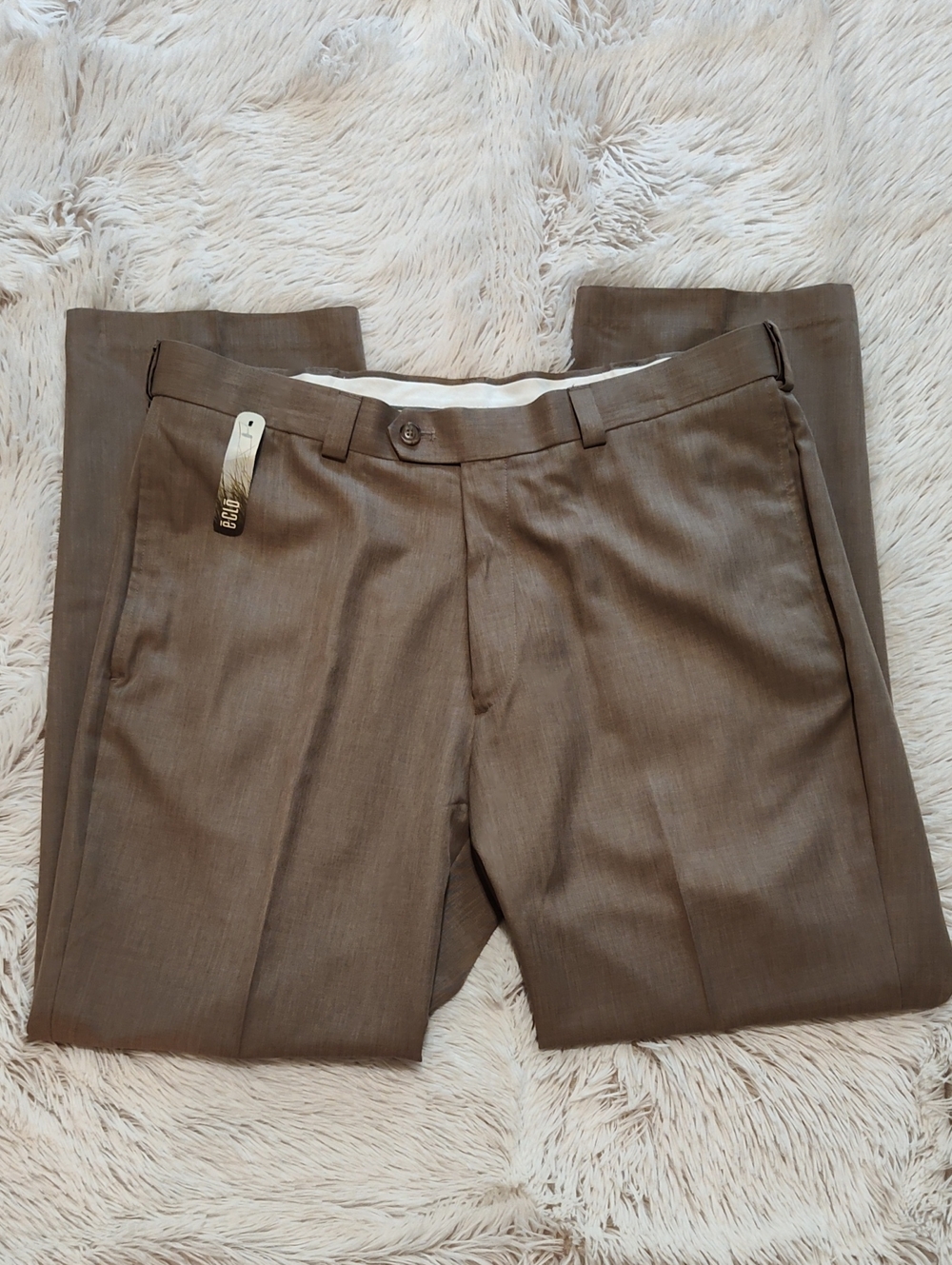 NWT Haggar E-CLO Smart Fiber Dress Pant Taupe Stria Straight Comfort Waist 36x29